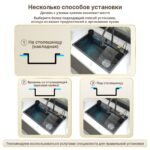 AB130G Мойка для кухни водопад соты 68*46 графит — изображение 12