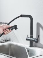 AB110FB Смеситель для кухни с фильтром выдвижной черный — изображение 5