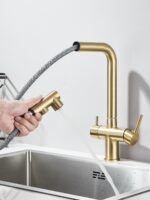 AB110FGL Смеситель для кухни с фильтром выдвижной золото — изображение 5