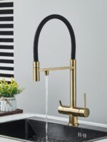 AB105FGL Смеситель (гладкий шланг) для кухни с фильтром для питьевой воды золото — изображение 5