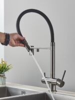 AB105FG Смеситель (гладкий шланг) для кухни с фильтром для питьевой воды серый матовый — изображение 3