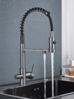 AB102FC Смеситель (пружинный) для кухни с фильтром для питьевой воды серый