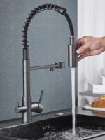 AB102FC Смеситель (пружинный) для кухни с фильтром для питьевой воды серый — изображение 5