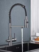 AB102FC Смеситель (пружинный) для кухни с фильтром для питьевой воды серый — изображение 4