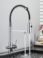 AB102FS Смеситель (пружинный) для кухни с фильтром для питьевой воды серебристый